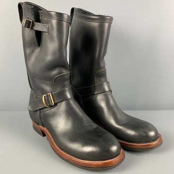 RRL by RALPH LAUREN Black Leather Biker Boots - Picture 2 of 9